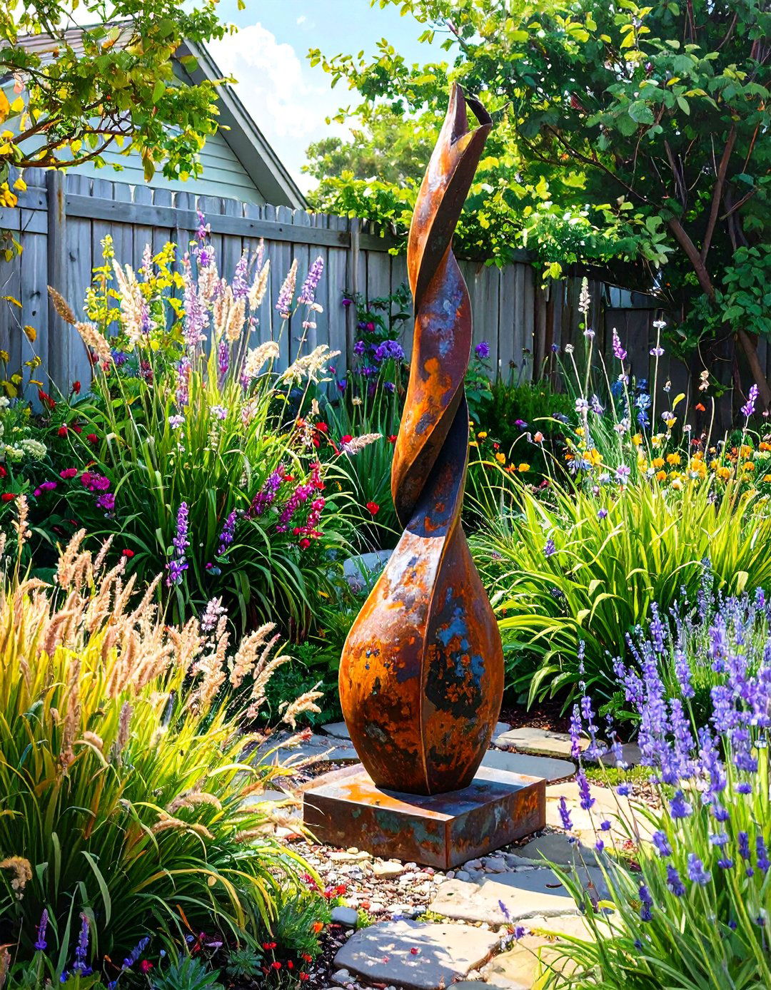 A Sculptural Element as a Focal Point - 30 tiny backyard ideas