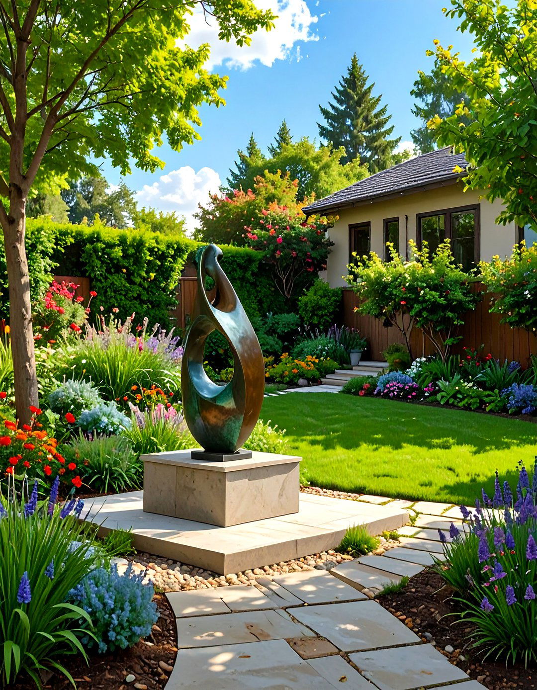 A Sculptural Focal Point to Anchor the Design - 30 small backyard landscaping ideas