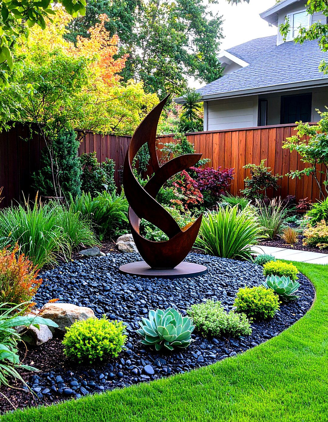 A Sculptural Garden with Outdoor Art - 30 front lawn landscaping ideas