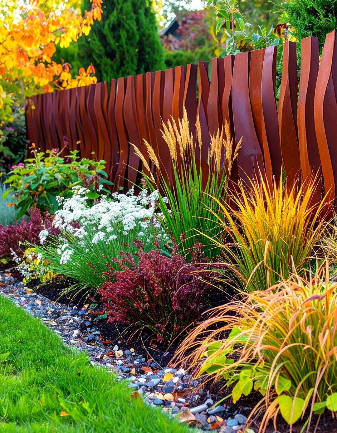 A Sculptural Metal Art Garden Border - 30 garden border ideas