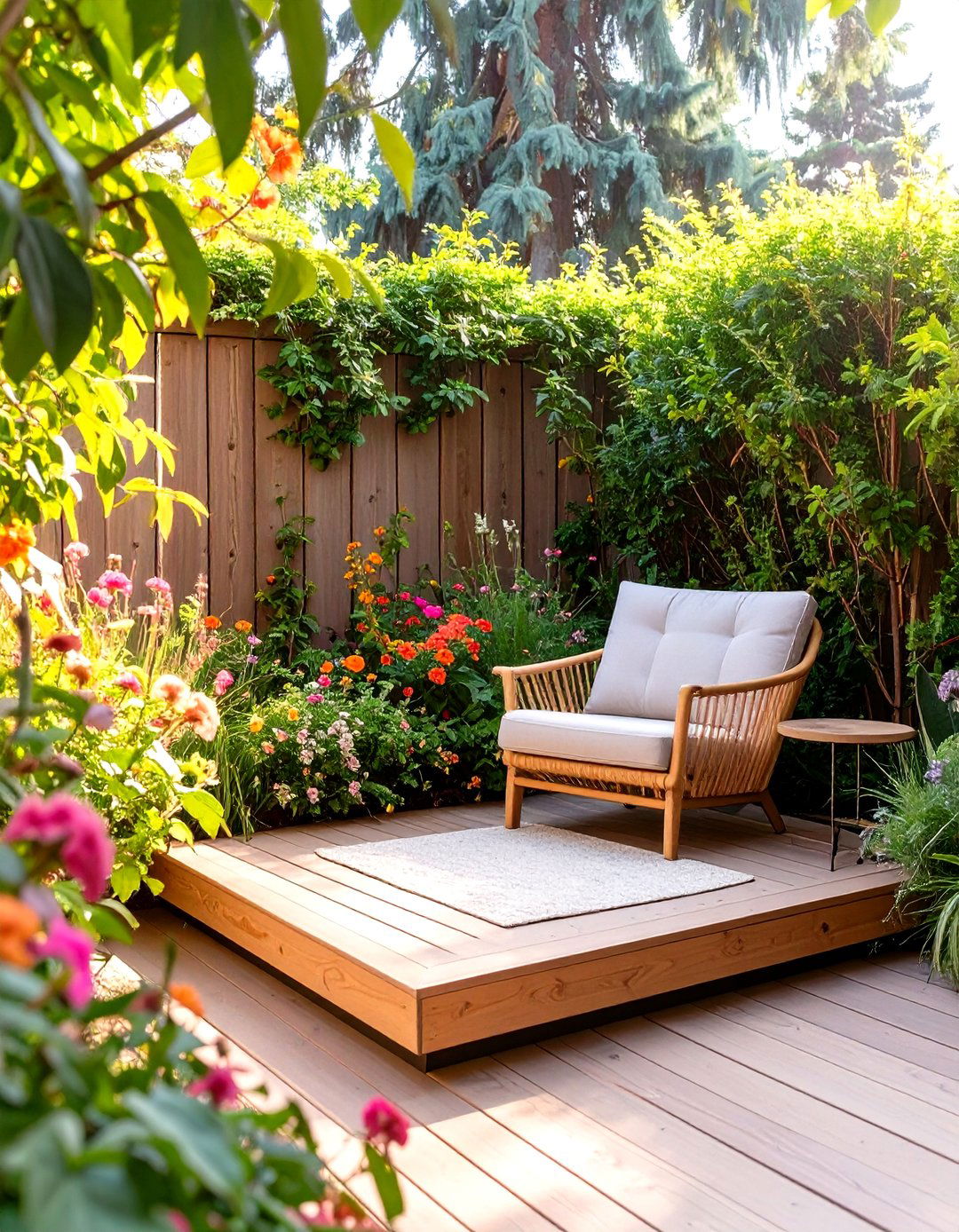 A Secluded Corner Reading Nook Deck - 30 floating deck ideas