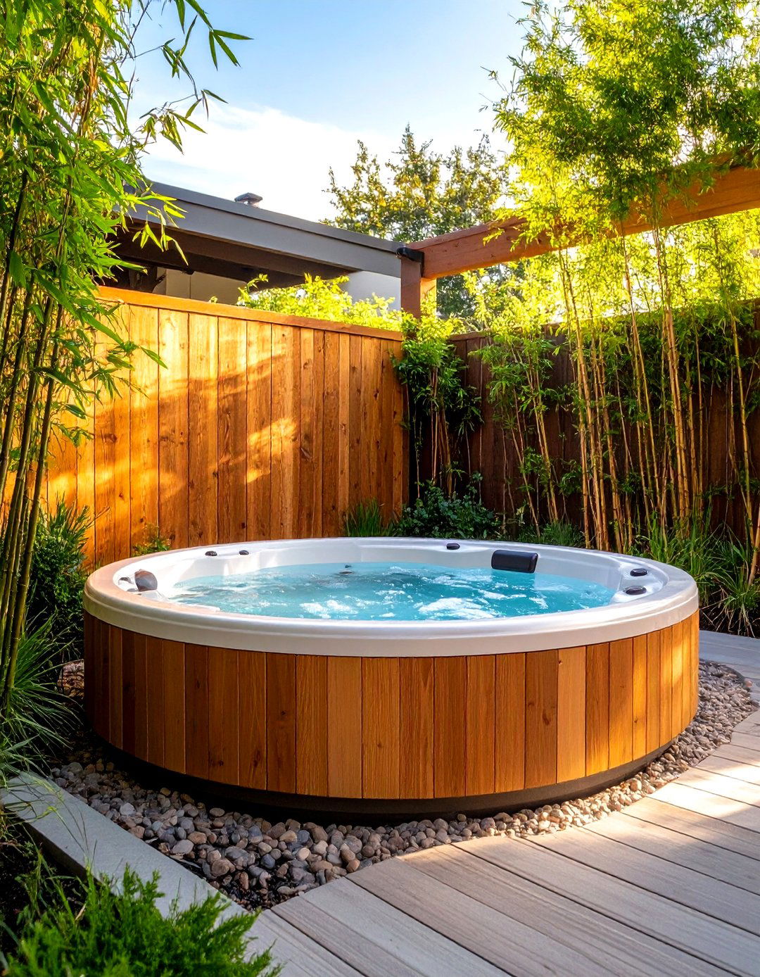 A Secluded Hot Tub and Spa Nook - 30 large backyard landscaping ideas