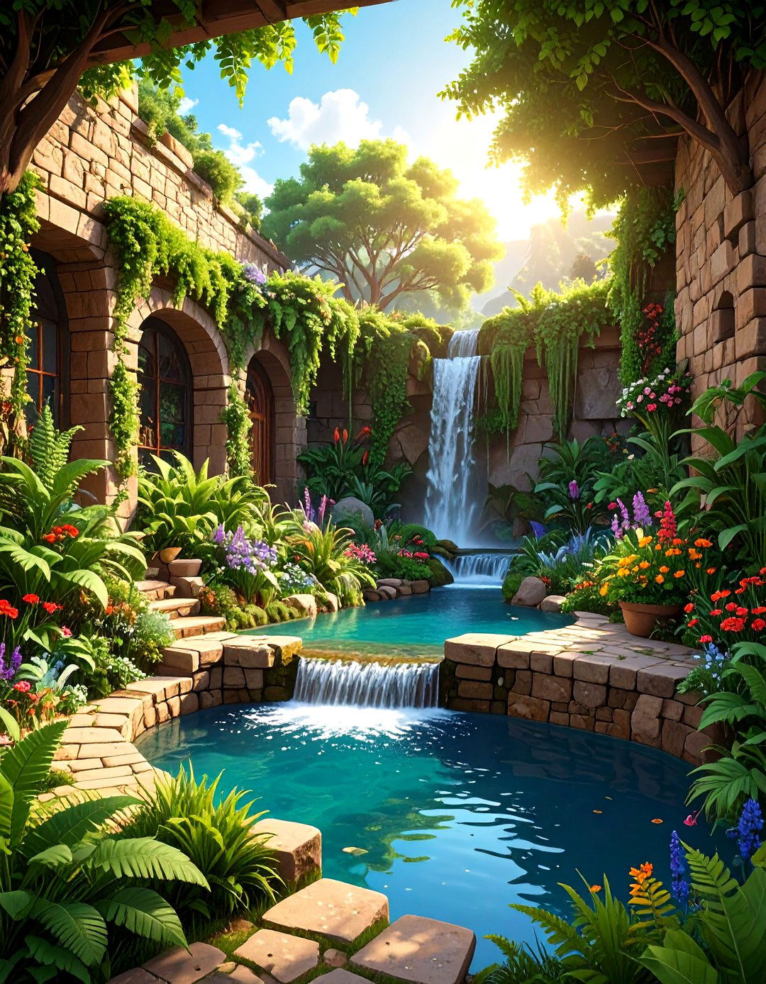 A Secret Sunken Garden - 30 minecraft garden ideas