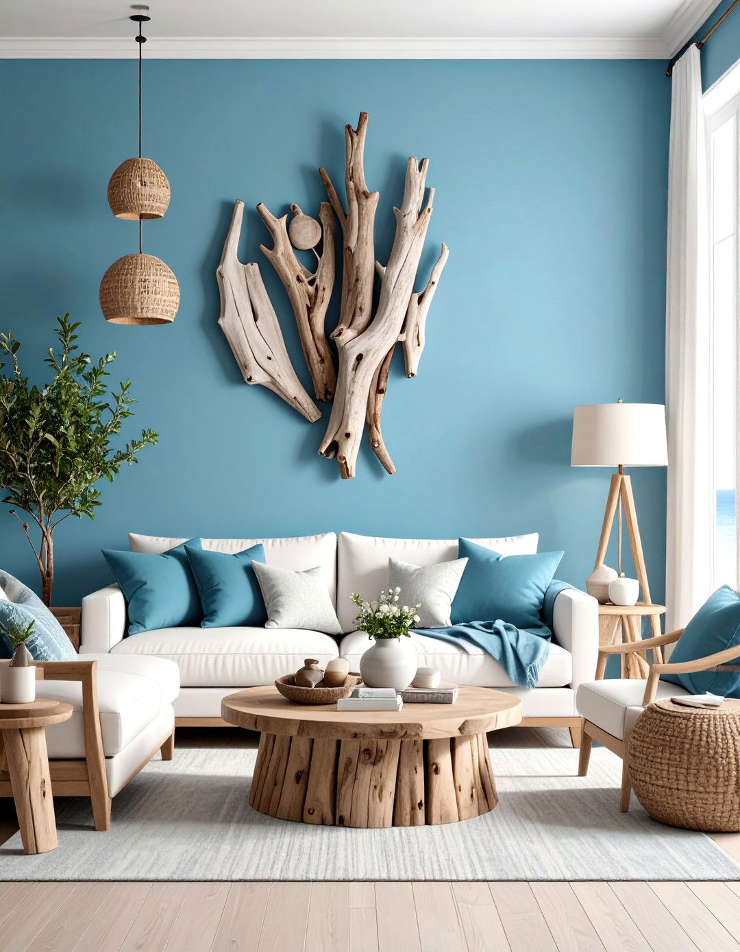 A Serene Coastal Driftwood Arrangement - 30 wall decor ideas