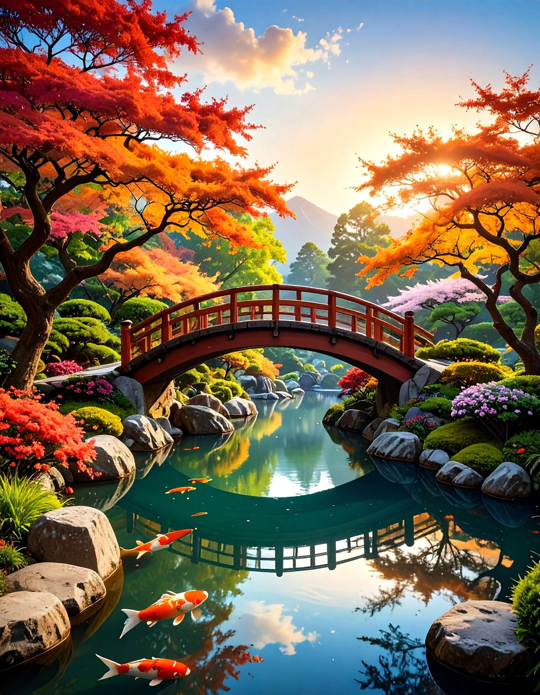 A Serene Japanese Garden Painting - 30 landscape painting ideas