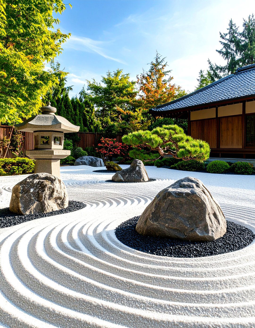 A Serene Japanese Zen Garden - 30 front yard landscaping ideas with rocks and mulch