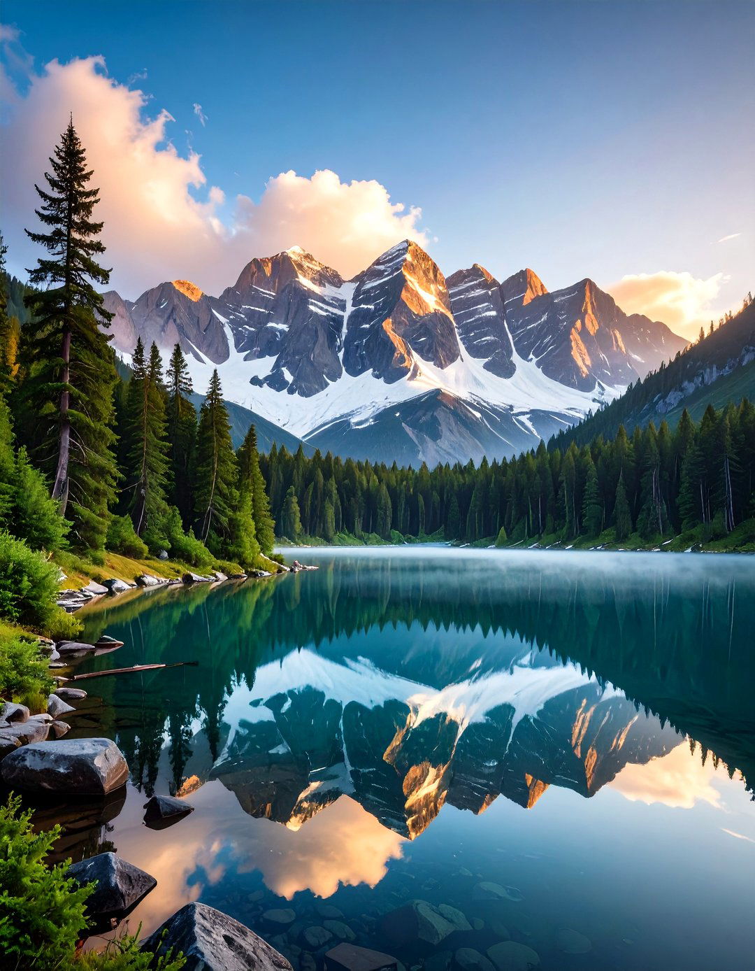 A Serene Mountain Lake Reflection - 30 landscape drawing ideas