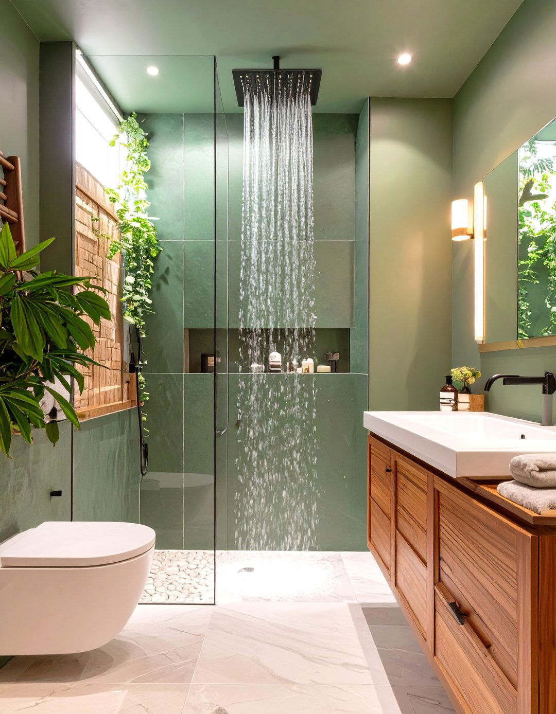 A Serene Spa Bathroom with Eucalyptus Green - 30 green interior design ideas