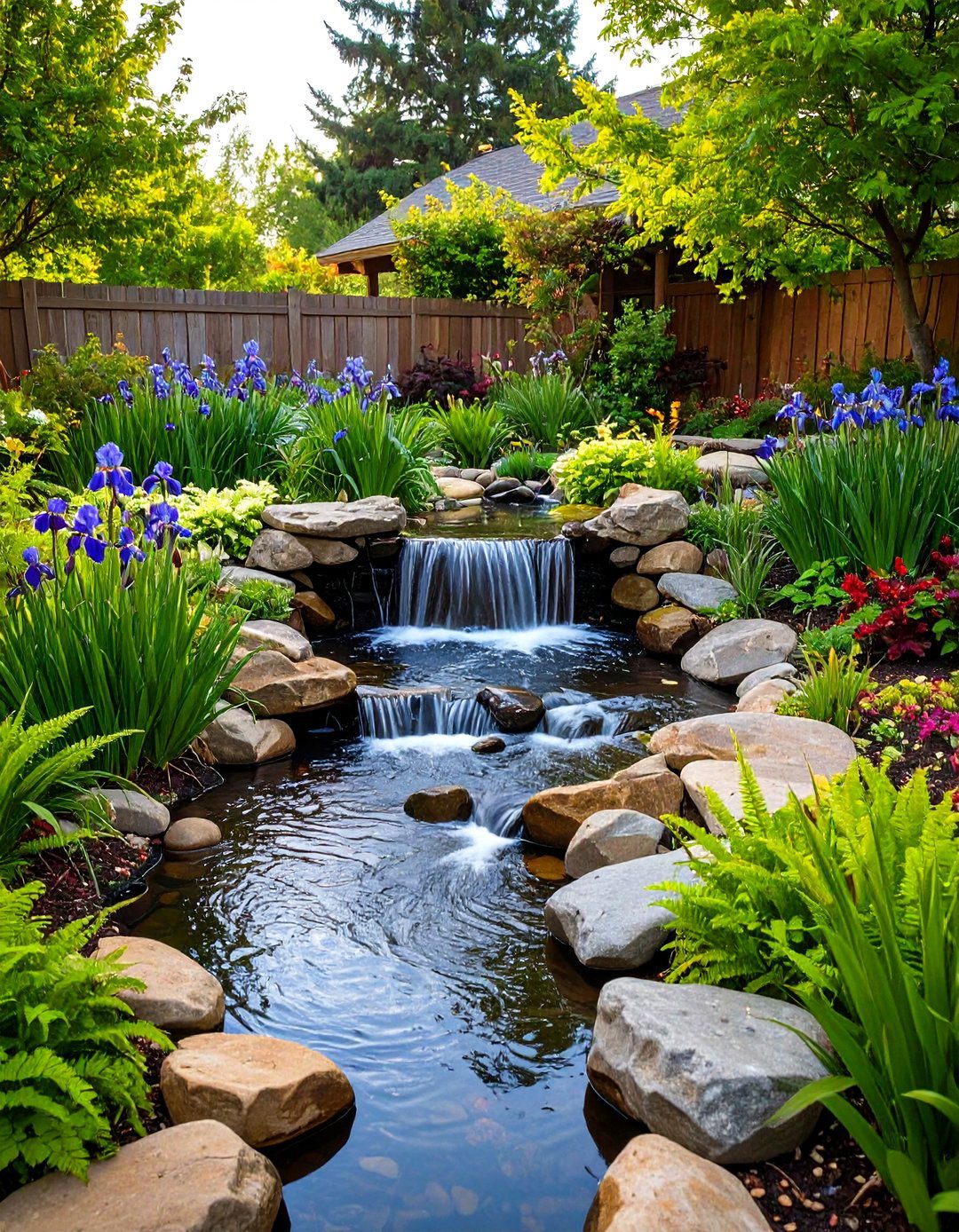 A Serene Water Feature with River Rocks