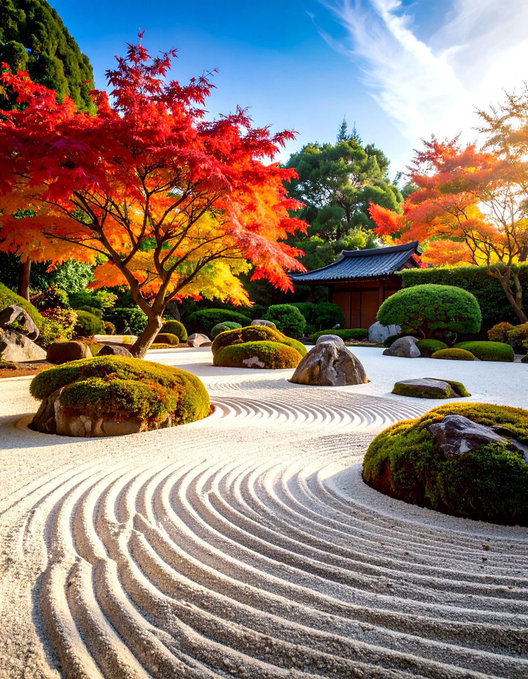 A Serene Zen Garden with Raked Gravel - 30 front yard landscaping ideas with rocks