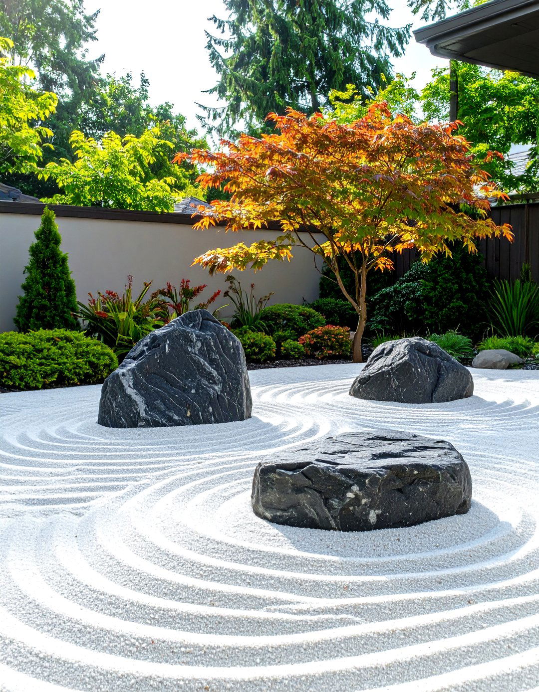 A Serene Zen Garden with Raked Sand - 30 side of house landscaping ideas