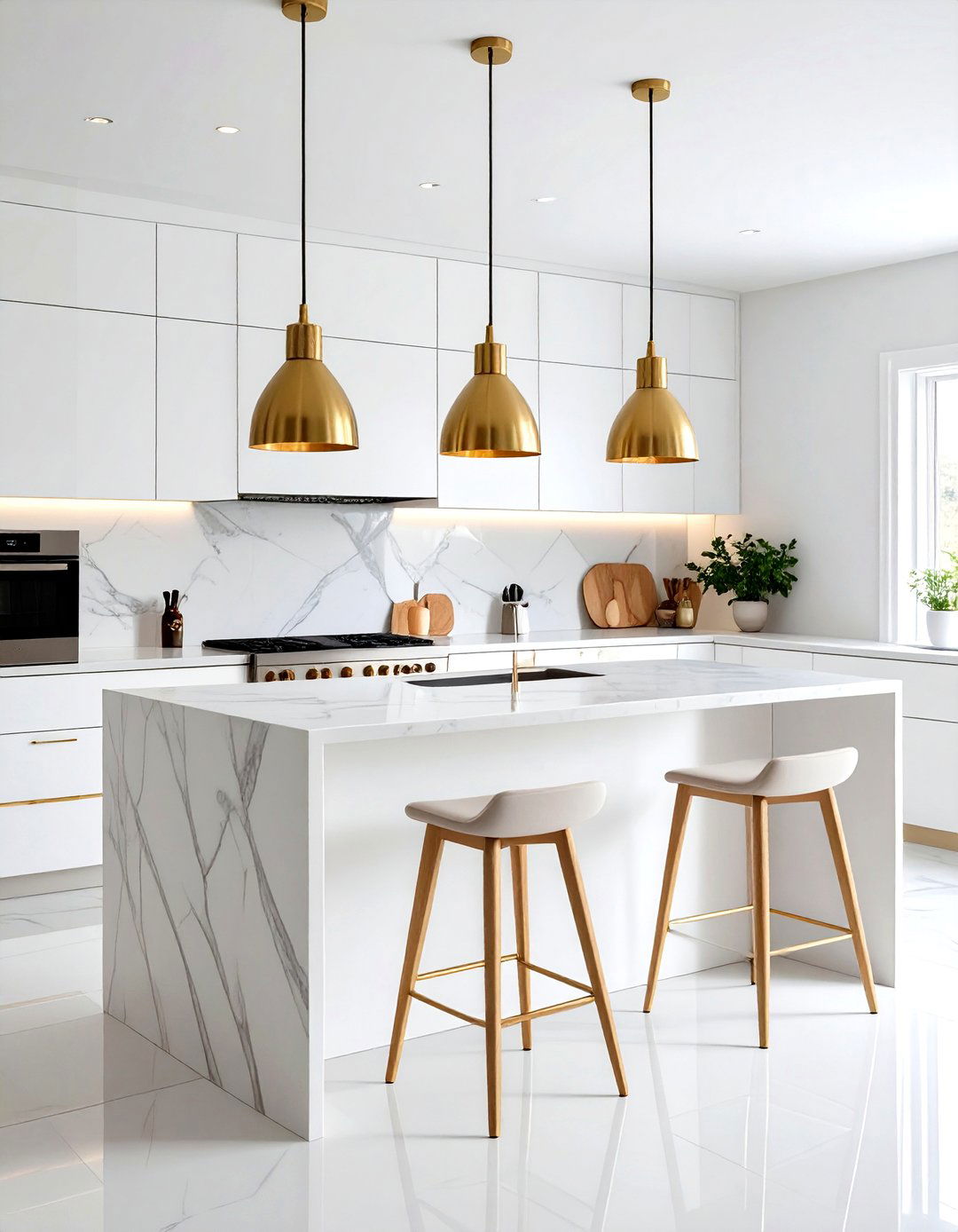 A Series of Identical Pendant Lights - 30 repetition in interior design ideas