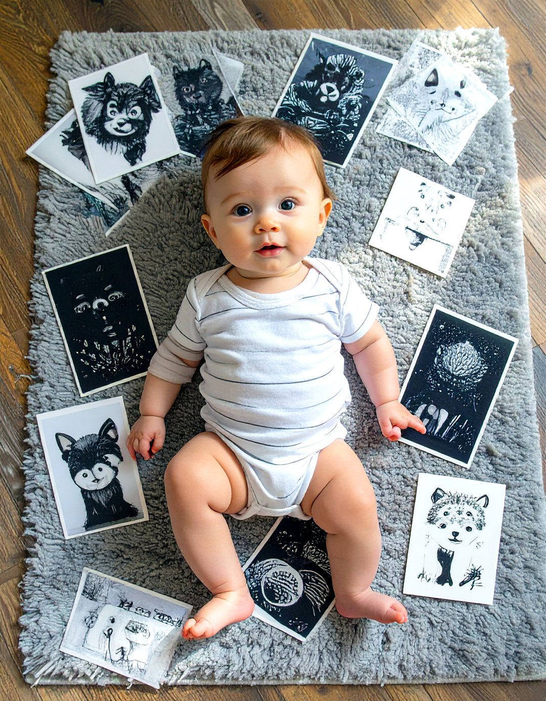 A Set of Black and White Baby Books and Art Cards - 30 unique baby shower gift ideas