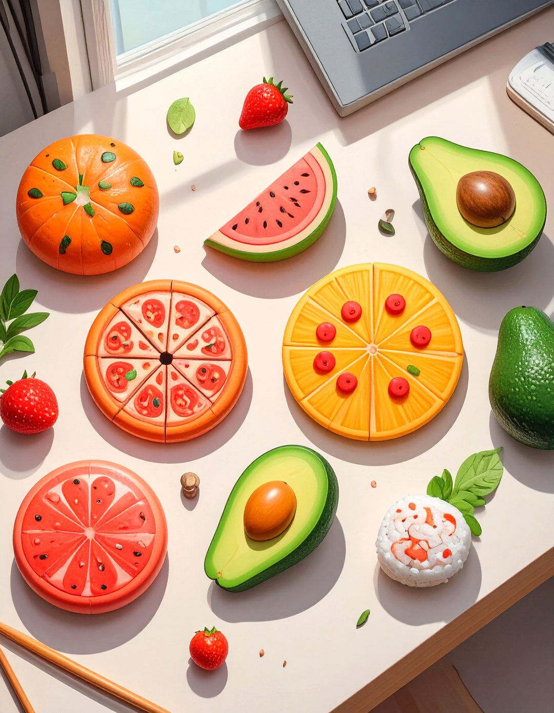 A Set of Food Shaped Erasers - 30 office white elephant gift ideas