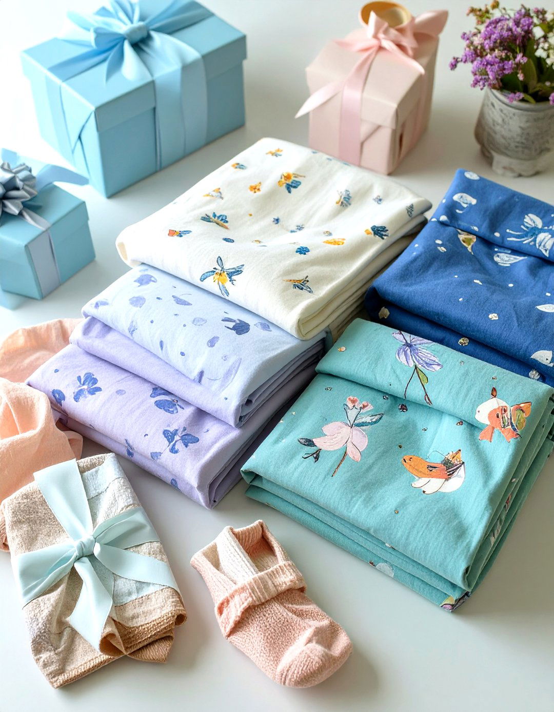 A Set of Muslin Swaddle Blankets - 30 baby shower gifts ideas
