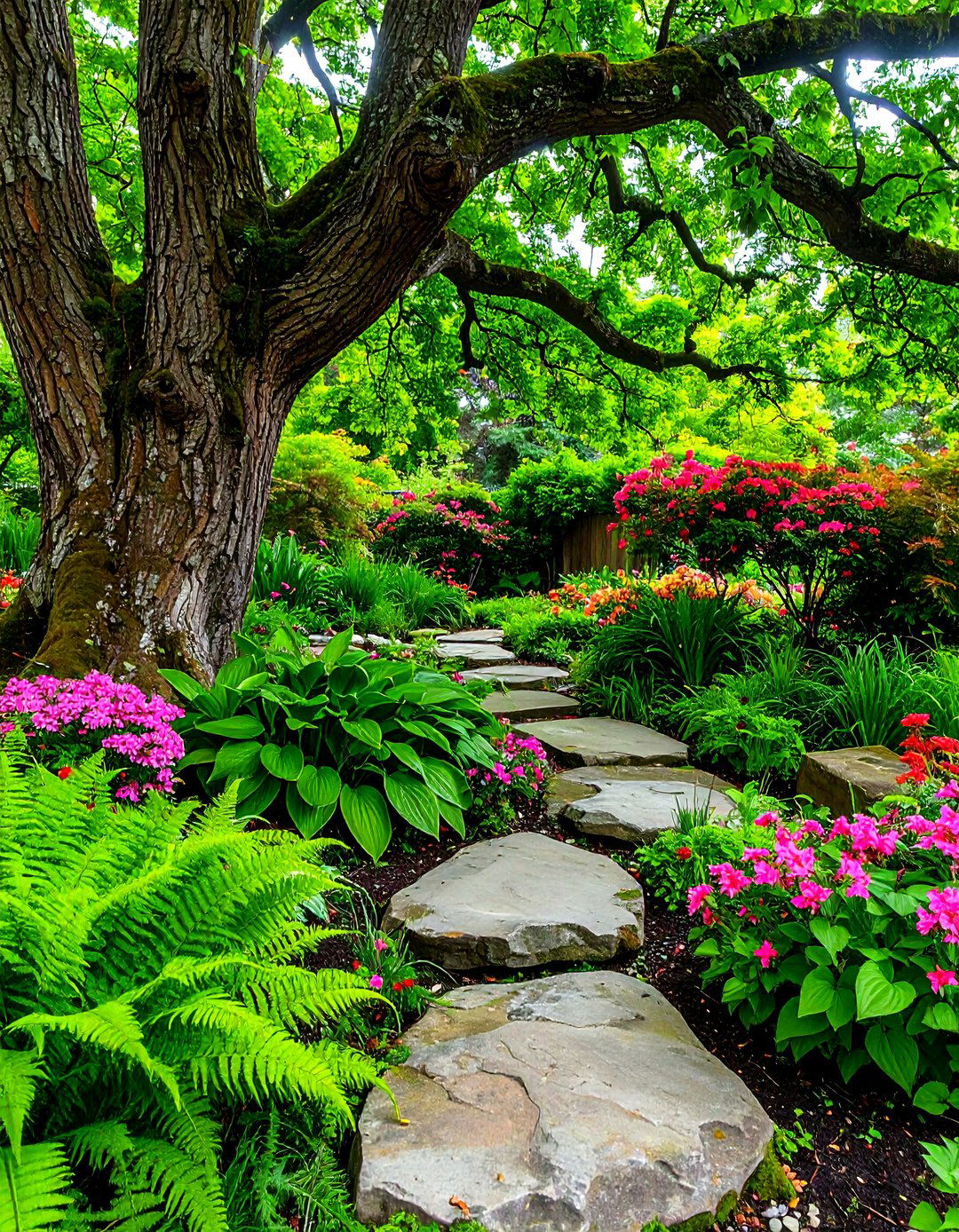 A Shade Garden Oasis - 30 landscaping ideas around trees pictures