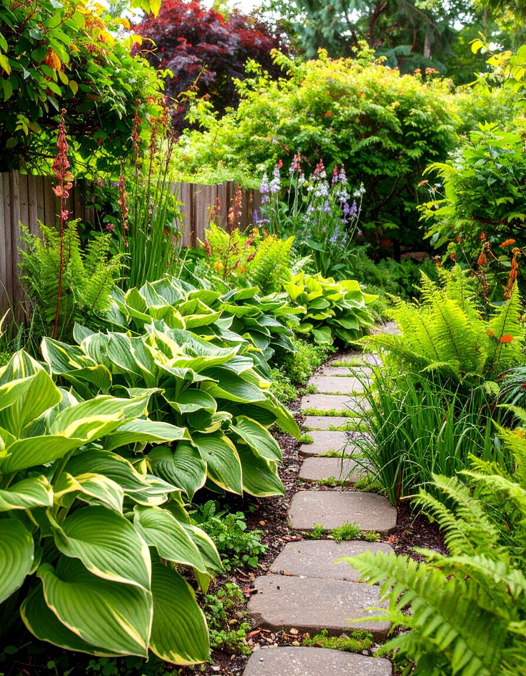 A Shade Loving Hosta and Fern Garden - 30 driveway border landscaping ideas