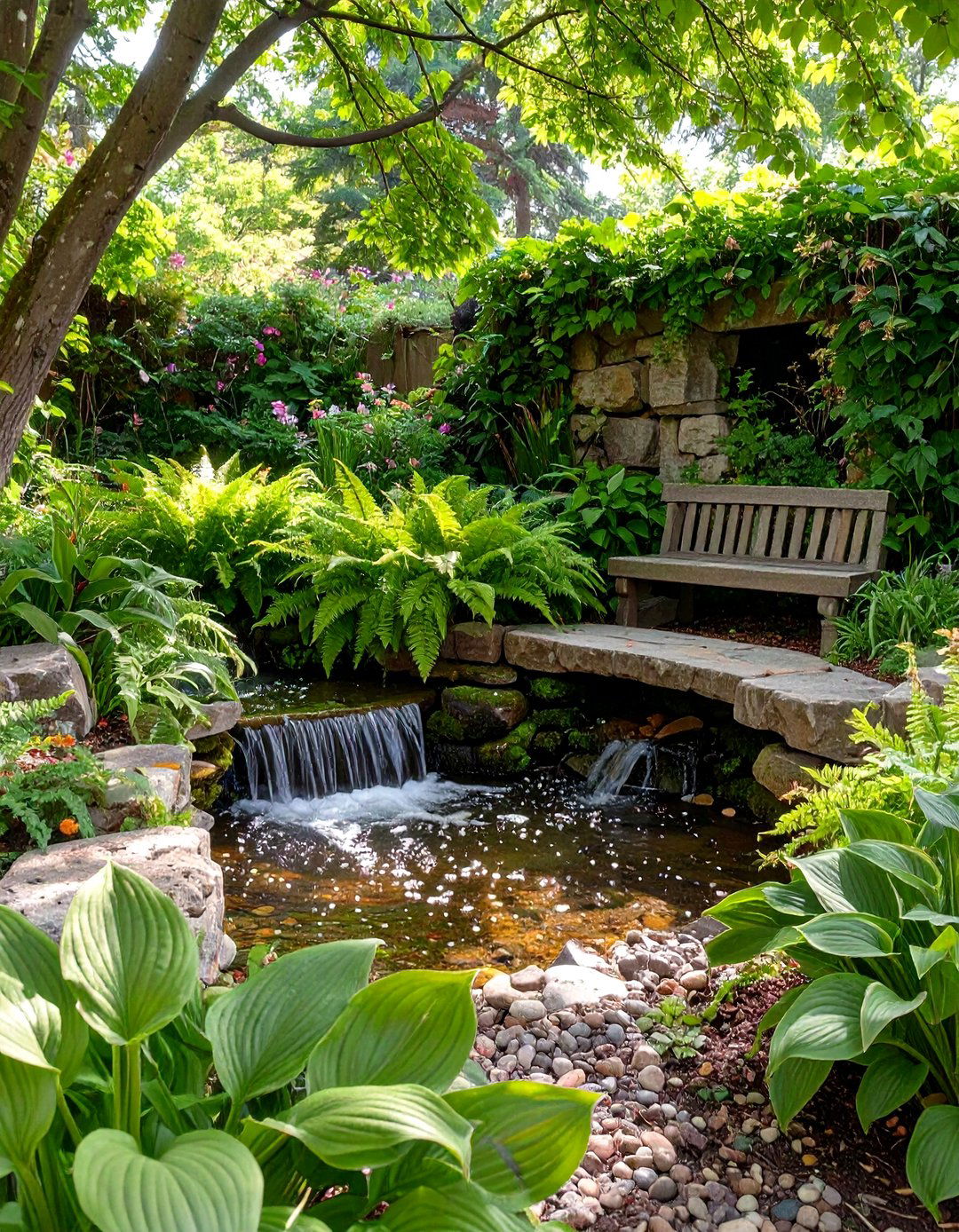 A Shaded Hosta and Fern Grotto - 30 memorial garden ideas