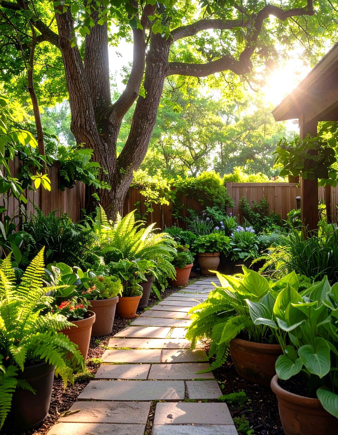 A Shady Fern and Hosta Patio Garden - 30 patio garden ideas