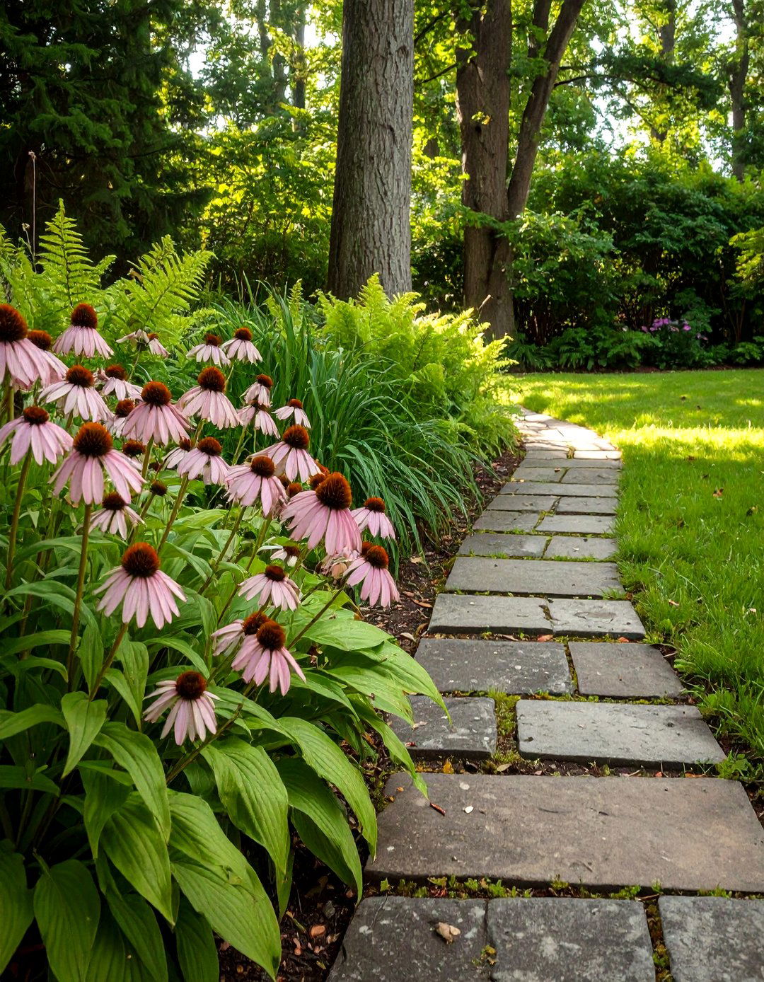 A Shady Woodland Edge Garden - 30 coneflower garden design ideas