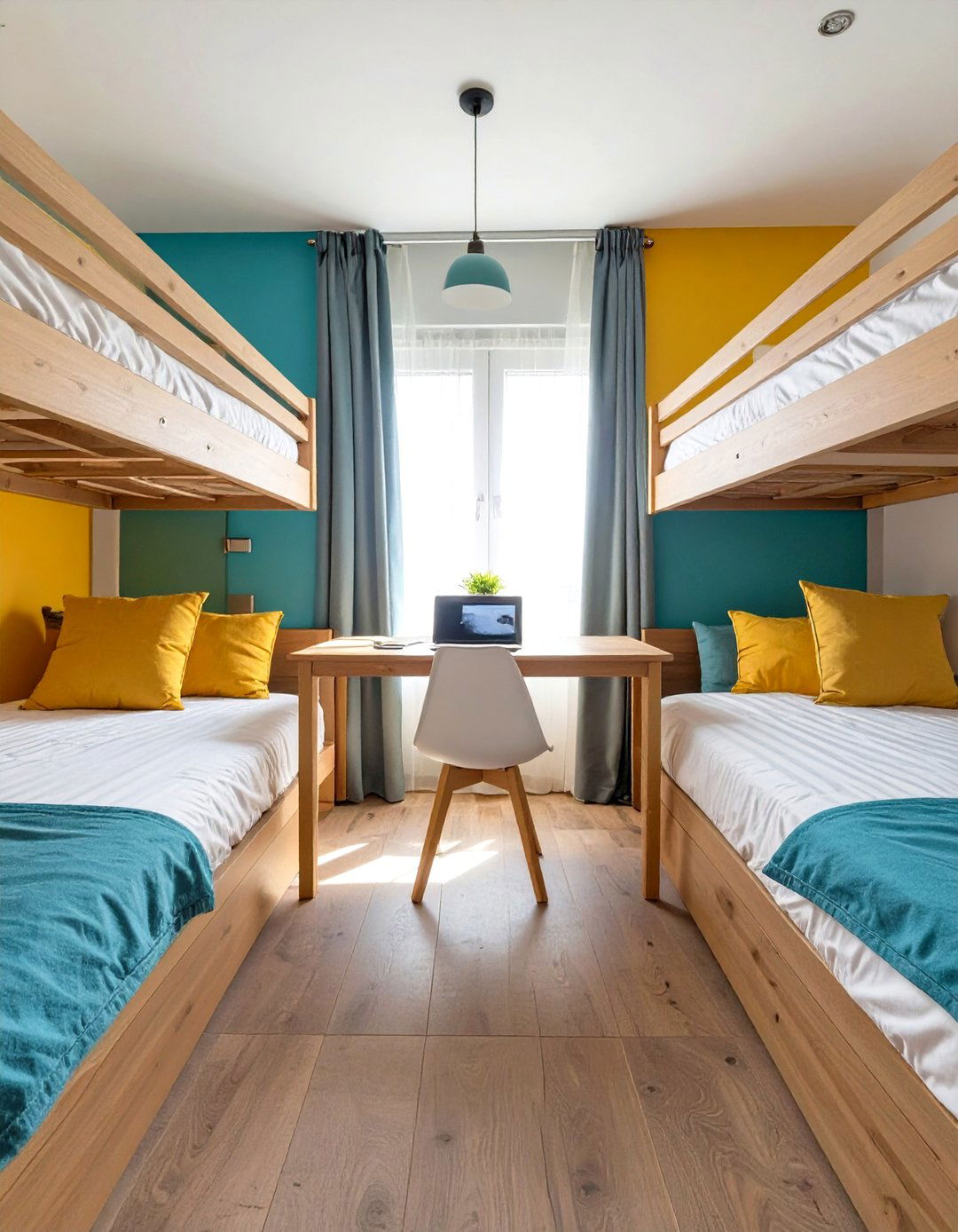 A Shared Desk Between Two Beds - 30 shared bedroom ideas for small rooms
