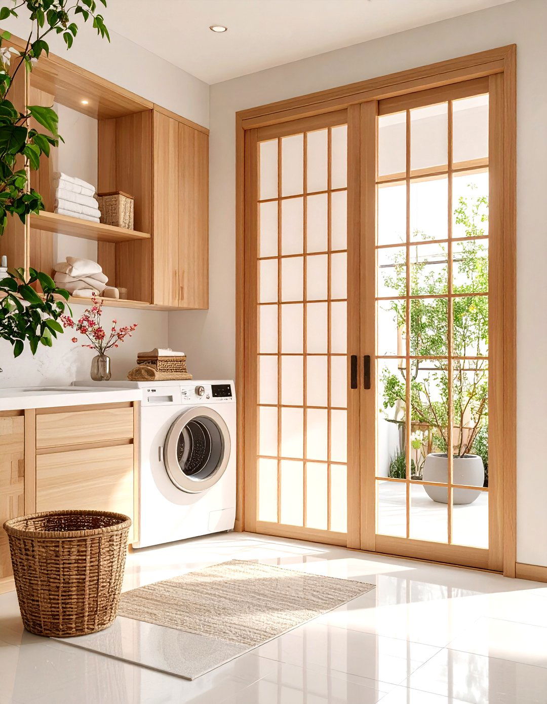 A Shoji Screen Sliding Door - 30 laundry door ideas
