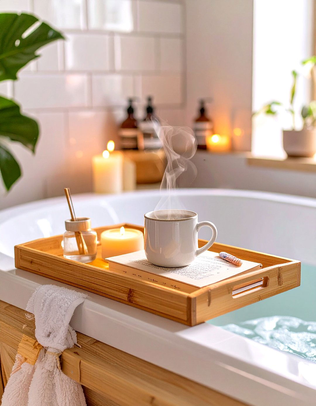 A Simple Bath Tray - 30 small spa bathroom ideas