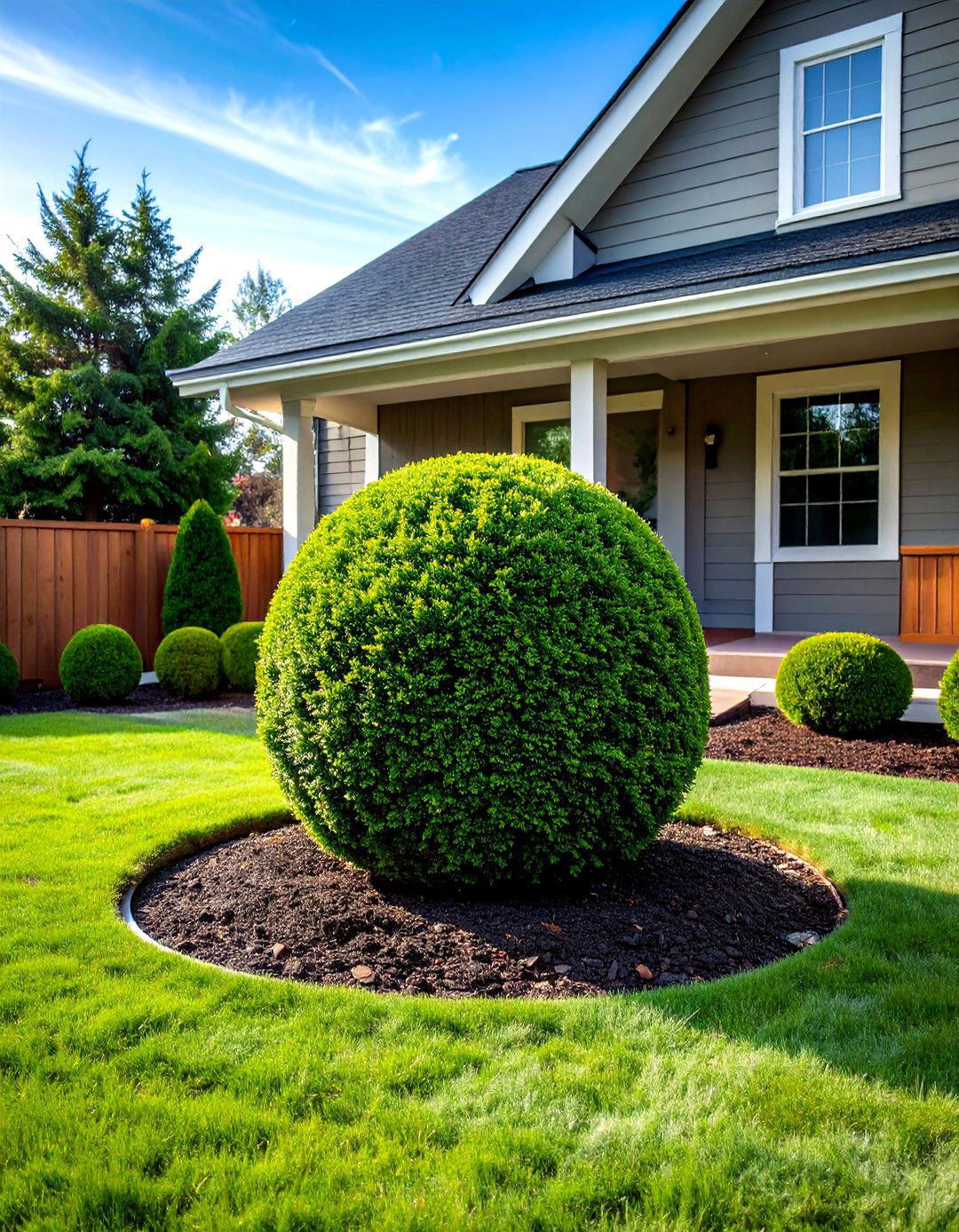 A Simple Boxwood Globe Accent - 30 front yard boxwood designs
