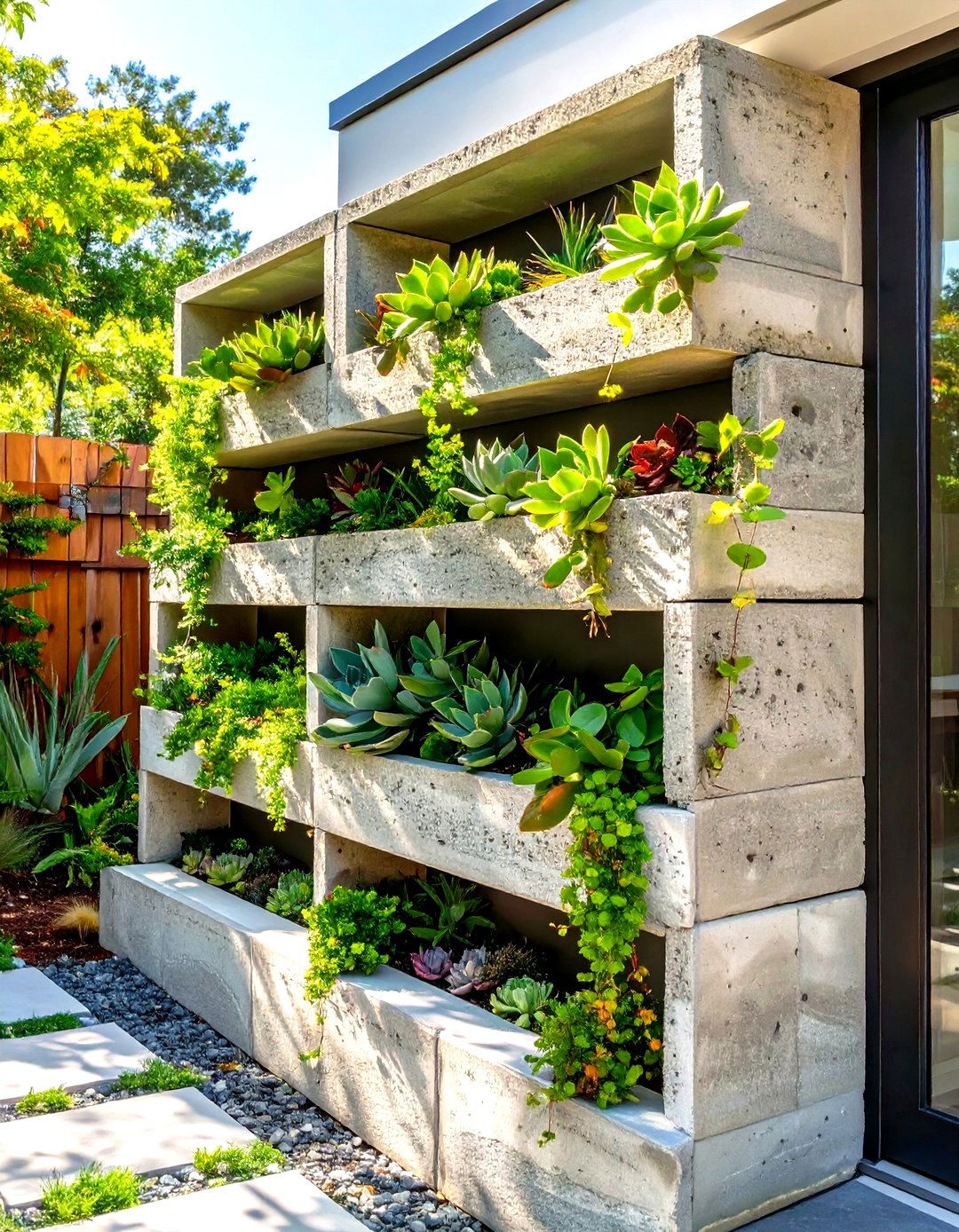 A Simple Cinder Block Planter Wall - 30 simple garden ideas