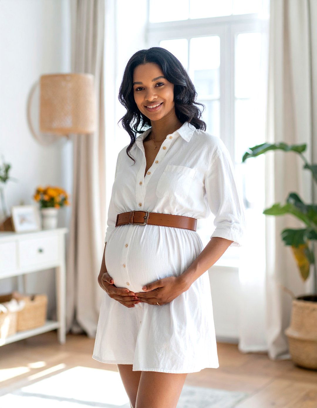 A Simple Cotton Shirt Dress - 30 baby shower dress ideas