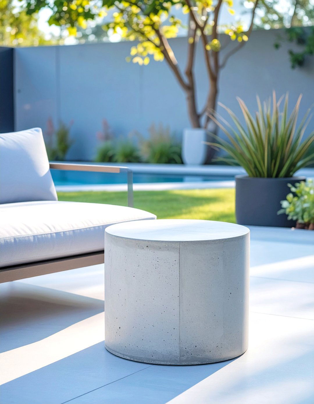 A Simple DIY Concrete Side Table - 30 modern backyard ideas on a budget