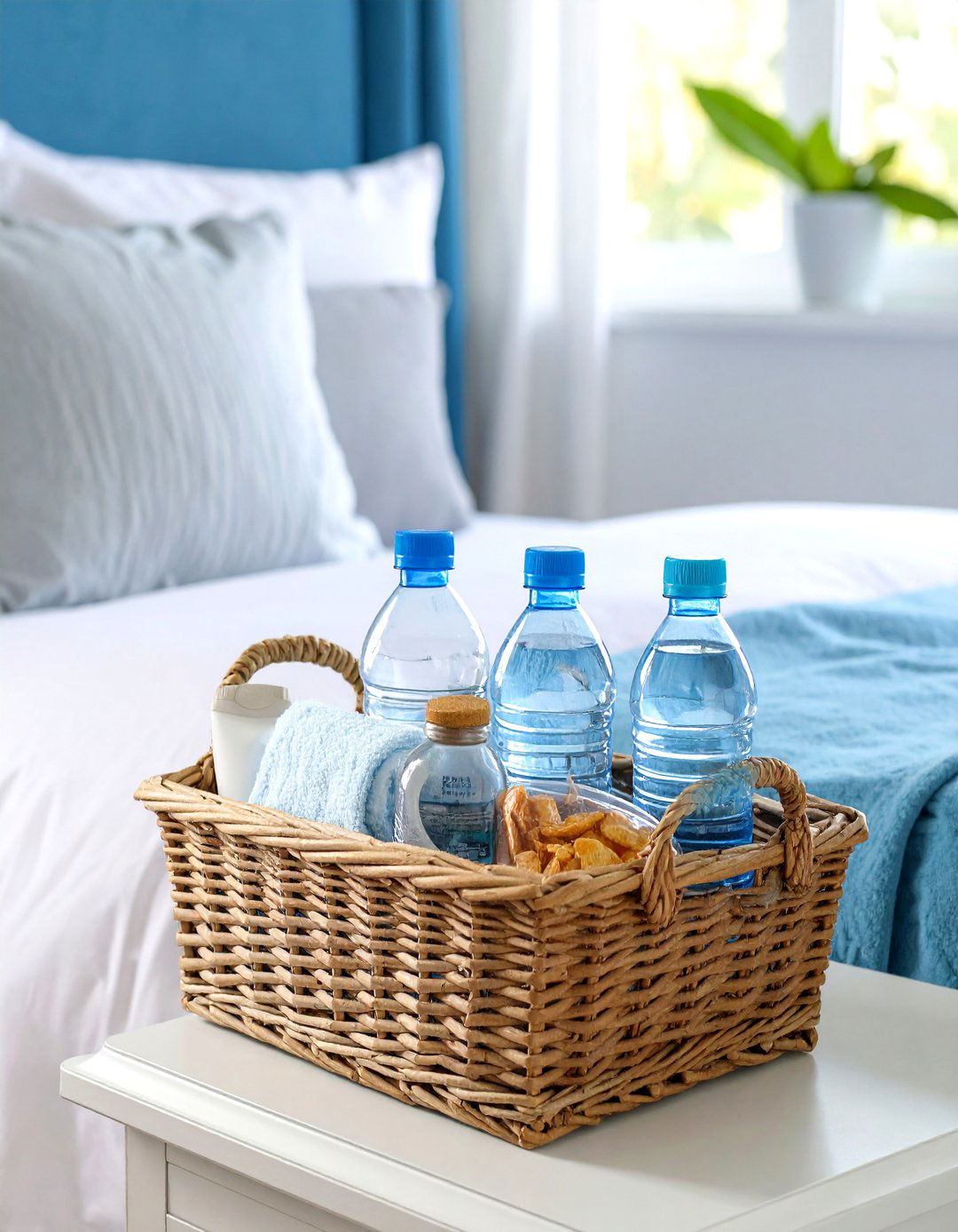 A Simple Guest Welcome Basket - 30 small guest bedroom ideas on a budget