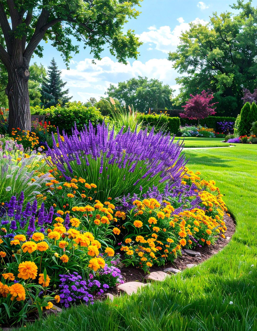 A Simple Island Flower Bed in the Lawn - 30 simple front yard flower bed ideas