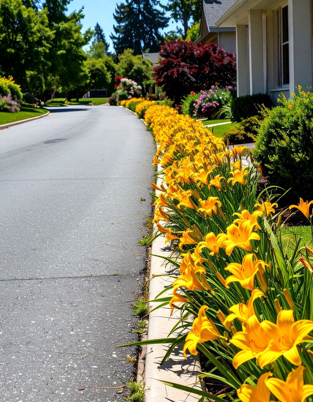 A Simple Line of Daylilies - 30 side driveway landscaping ideas