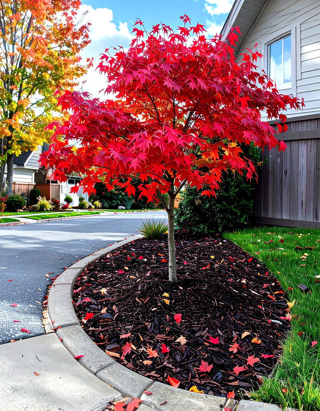 A Simple Mulch Bed with Specimen Plants - 30 side driveway landscaping ideas