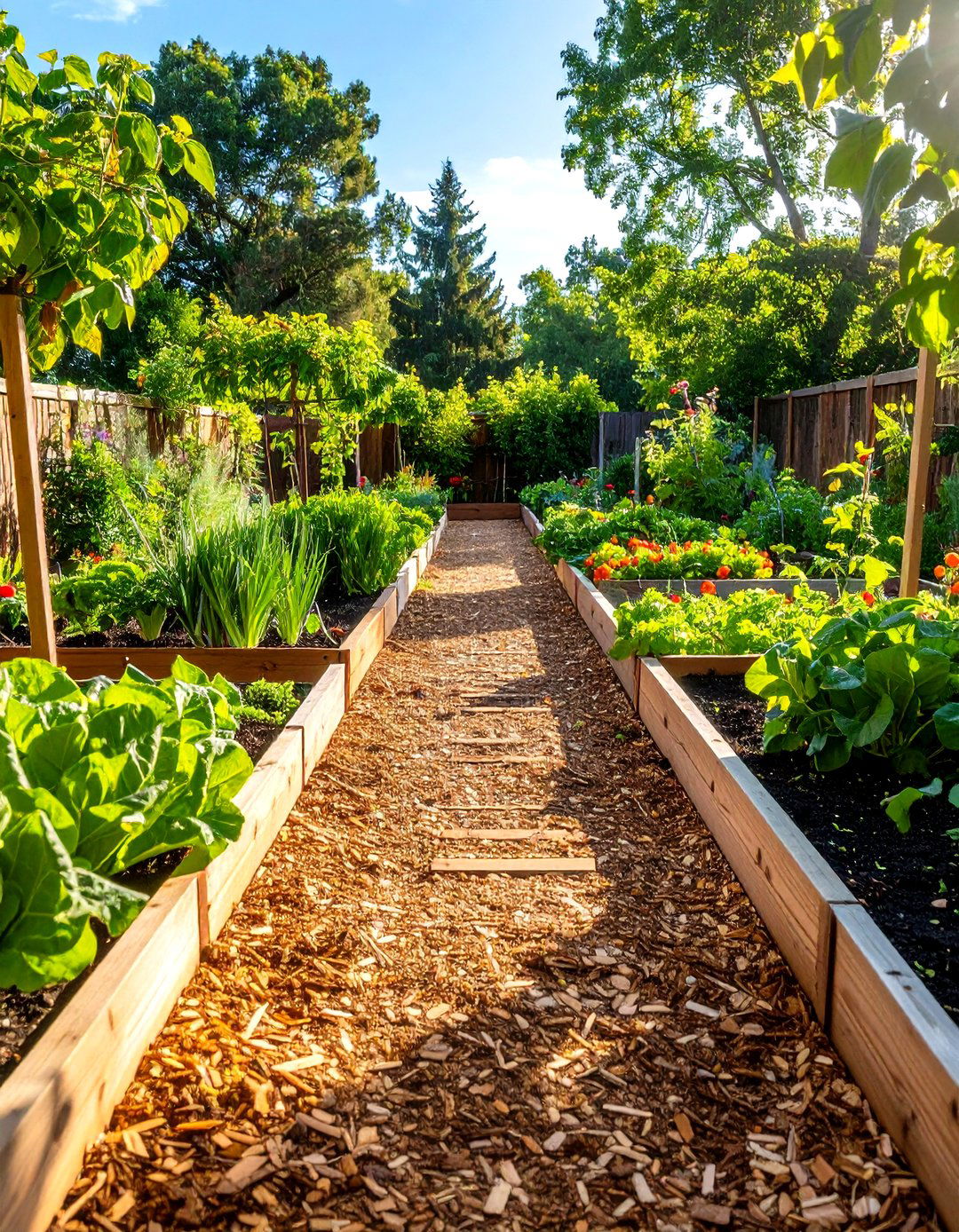 A Simple Mulch Garden Pathway for Vegetable Gardens - 30 garden pathway ideas