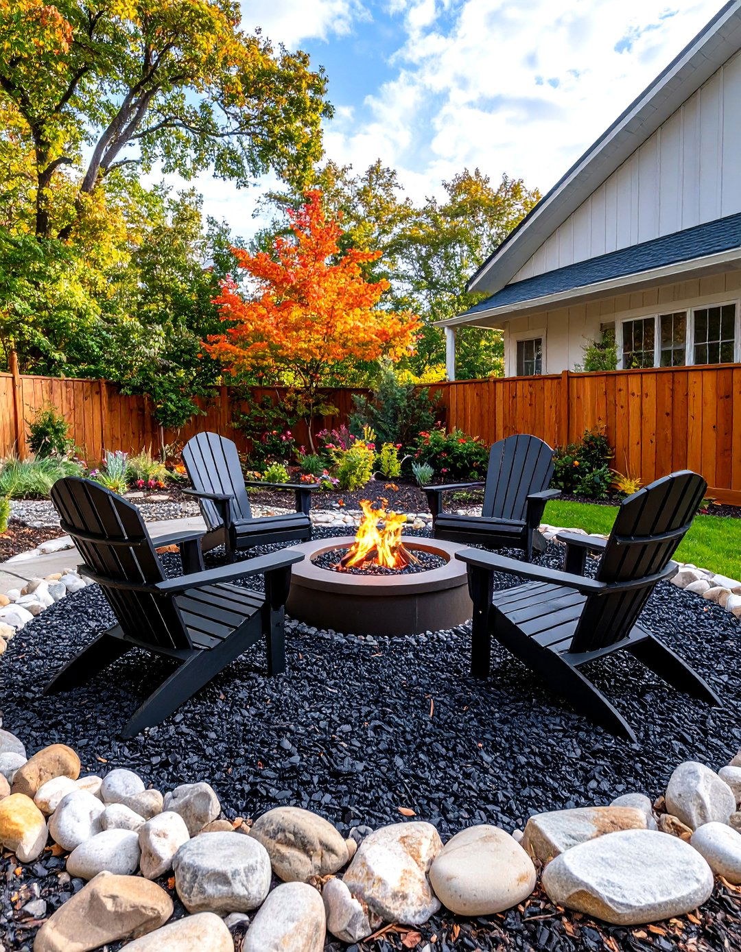 A Simple Mulch and Stone Border - 30 backyard fire pit ideas landscaping on a budget