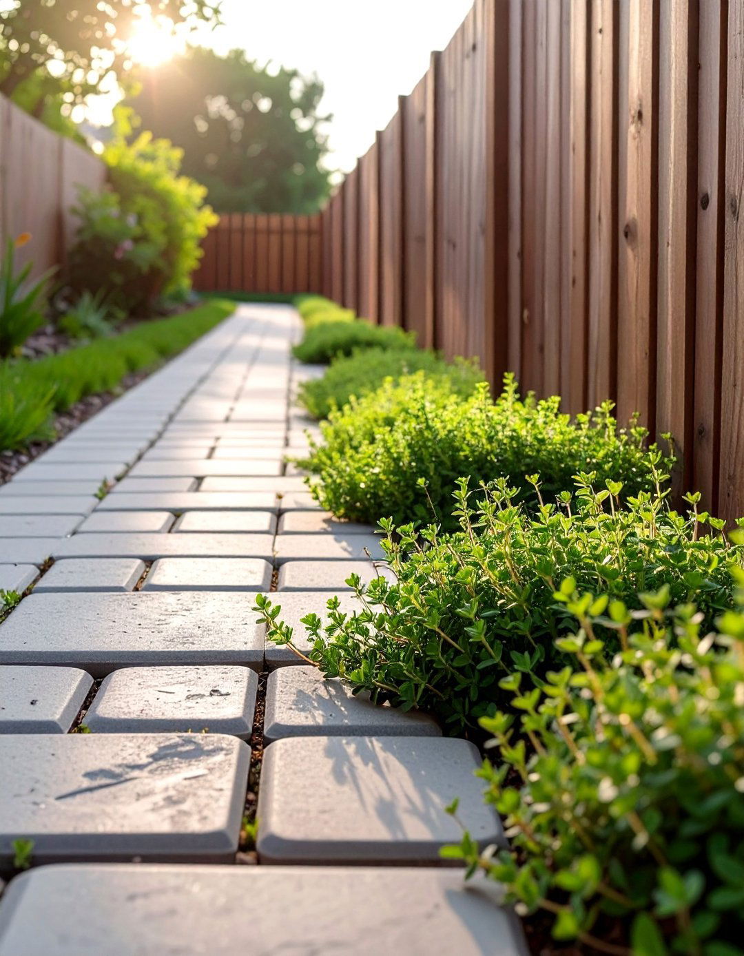 A Simple Paver Path and Groundcover - 30 along fence simple backyard landscaping ideas