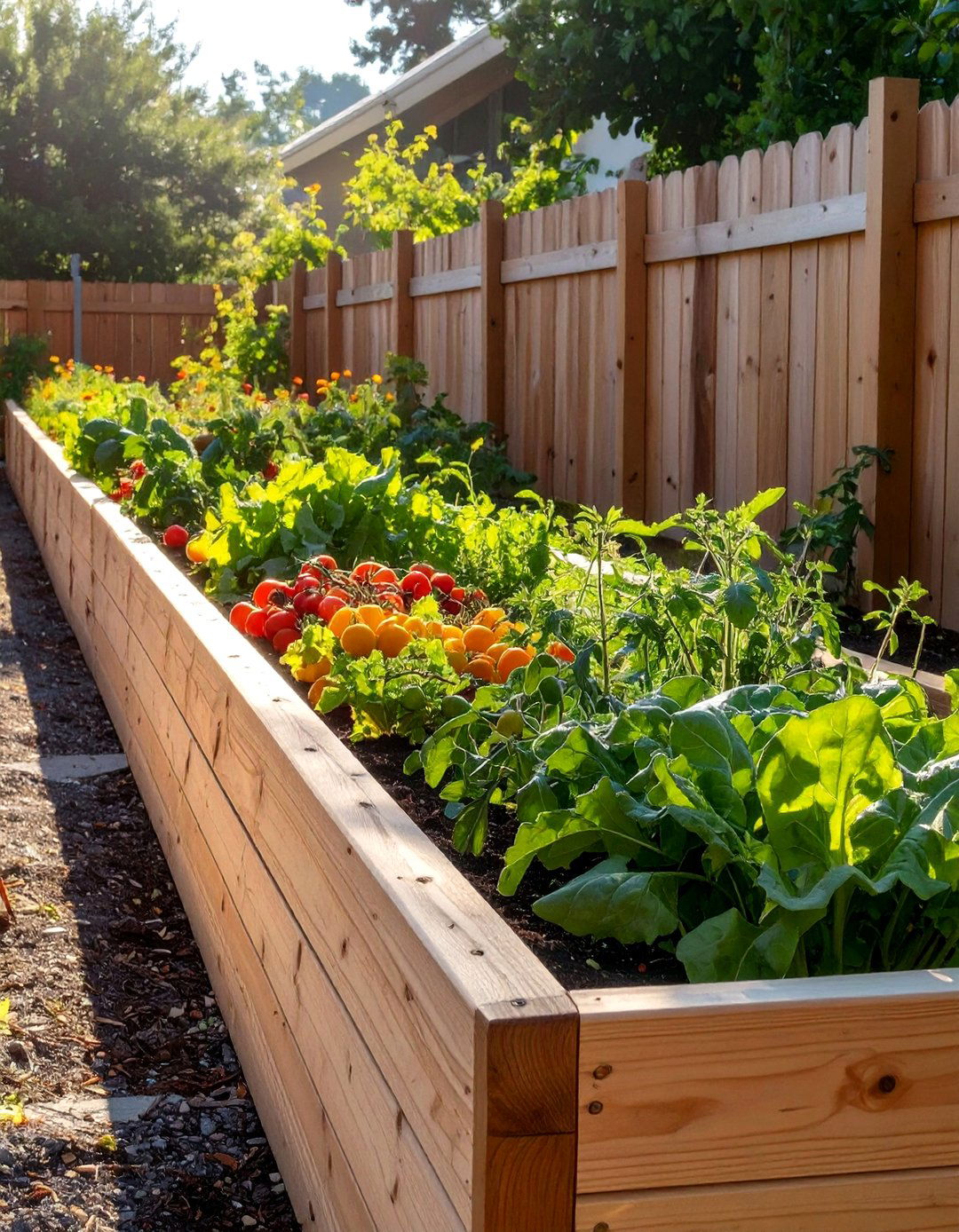 A Simple Raised Vegetable Bed Border - 30 along fence simple backyard landscaping ideas