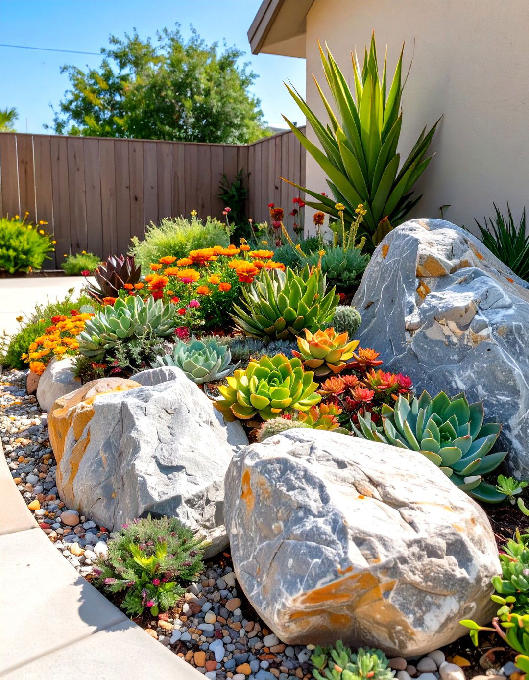 A Simple Rock Garden Flower Bed - 30 simple front yard flower bed ideas