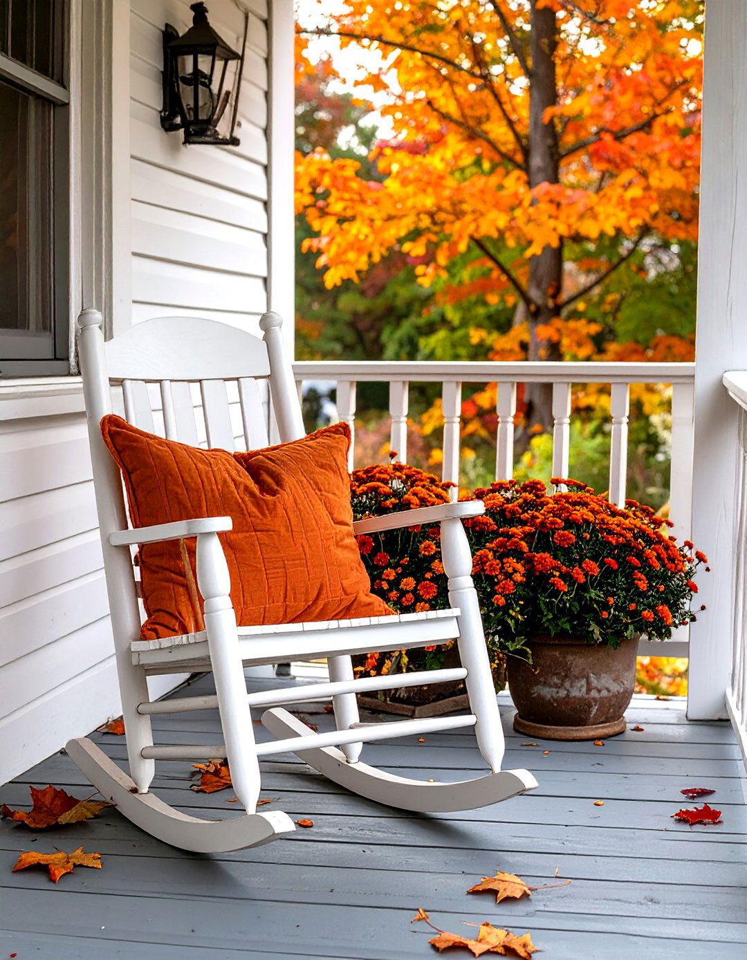 A Simple Rocking Chair - 30 small front porch fall decorating ideas