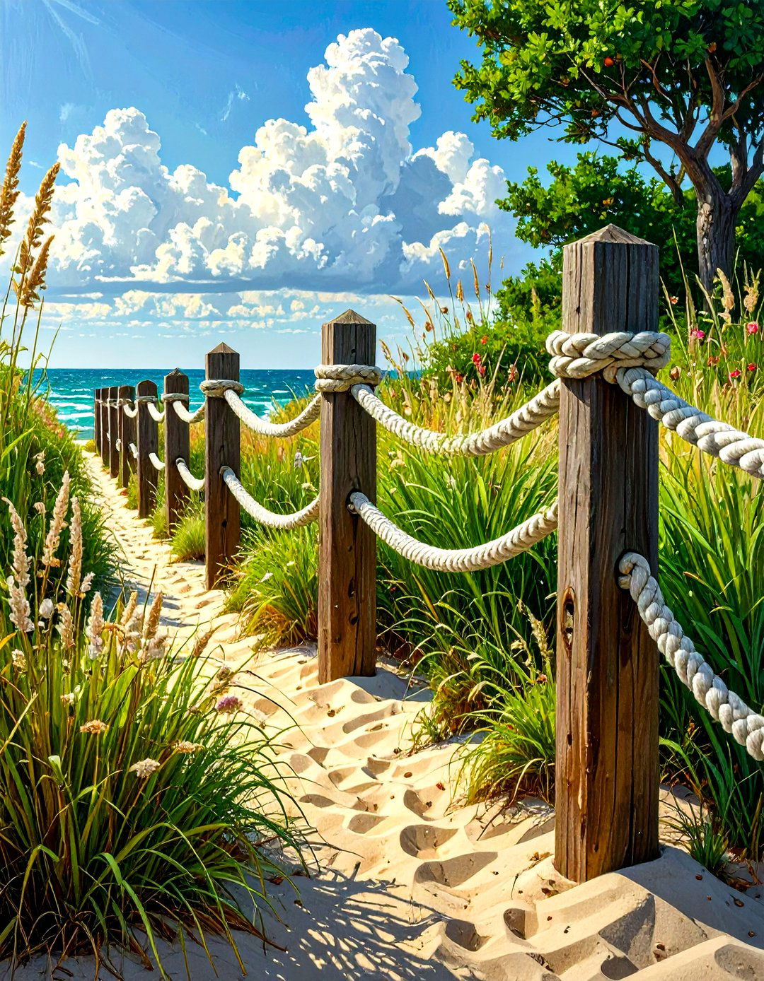 A Simple Rope and Post Nautical Fence - 30 low cost garden fence designs