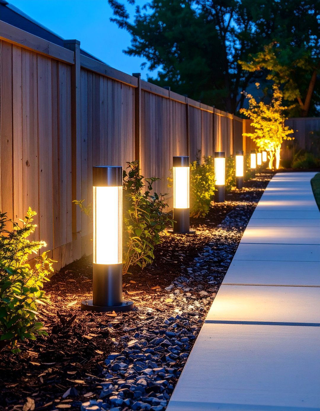A Simple Solar Light Pathway - 30 along fence simple backyard landscaping ideas