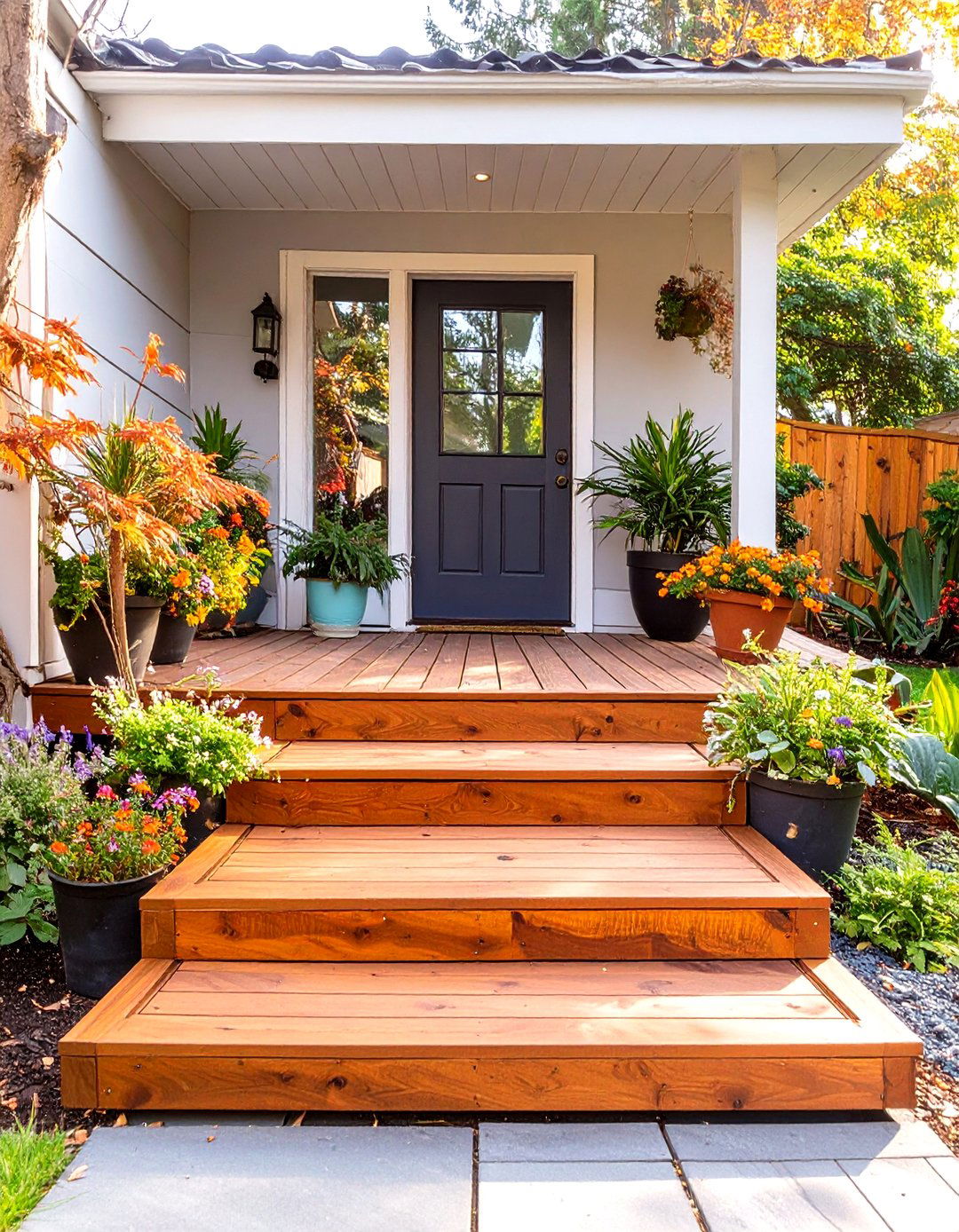 A Simple Stepped Floating Deck Entrance - 30 low budget floating deck ideas