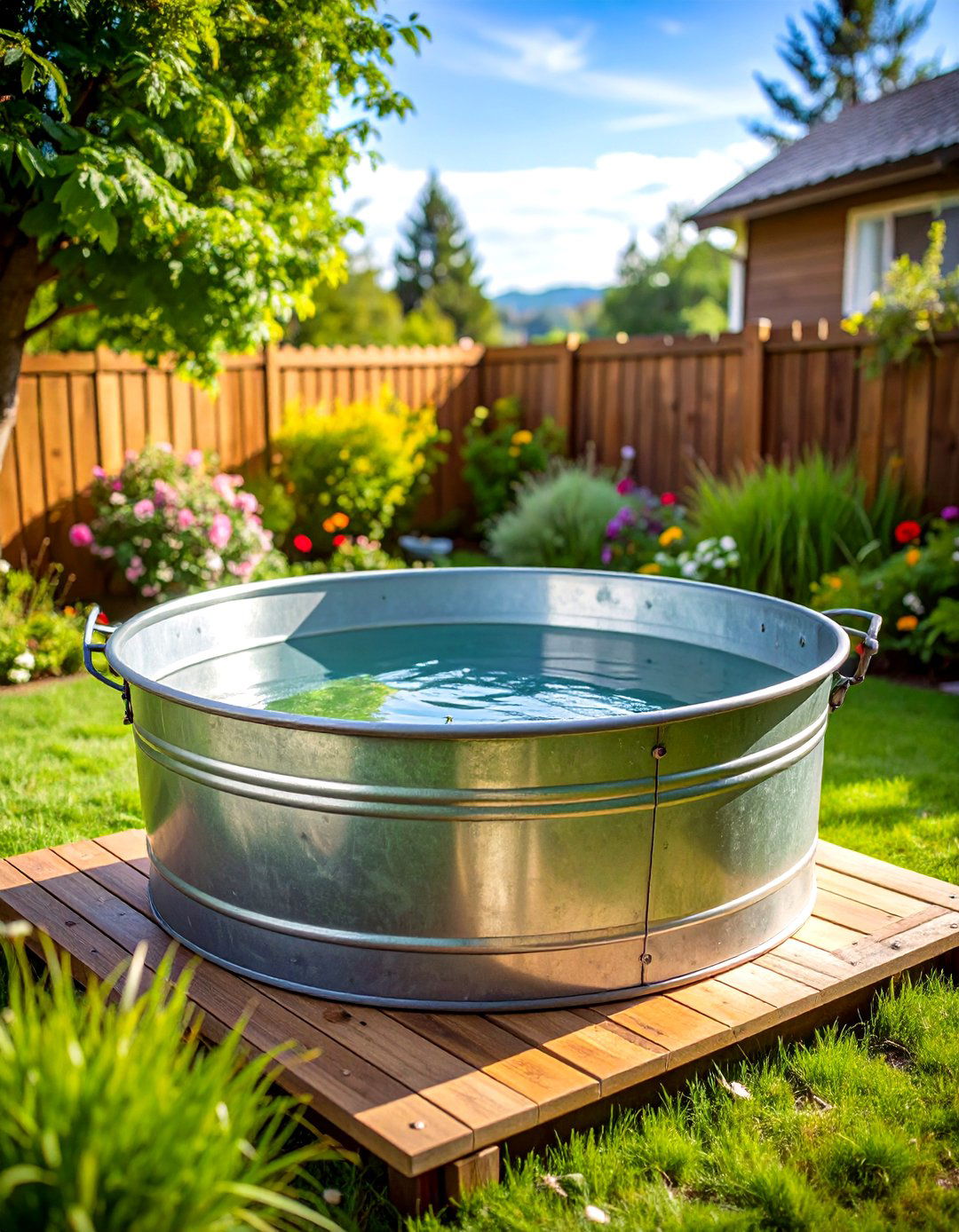 A Simple Stock Tank Pool - 30 inexpensive landscaping ideas