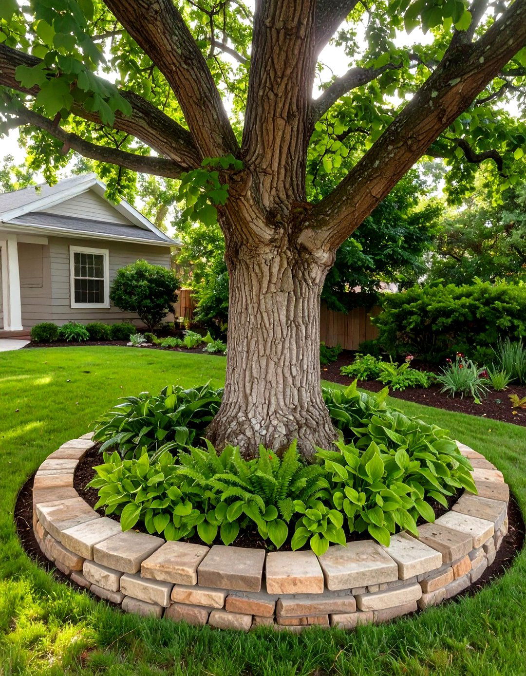 A Simple Tree Ring Garden - 30 curb appeal front yard landscaping ideas on a budget