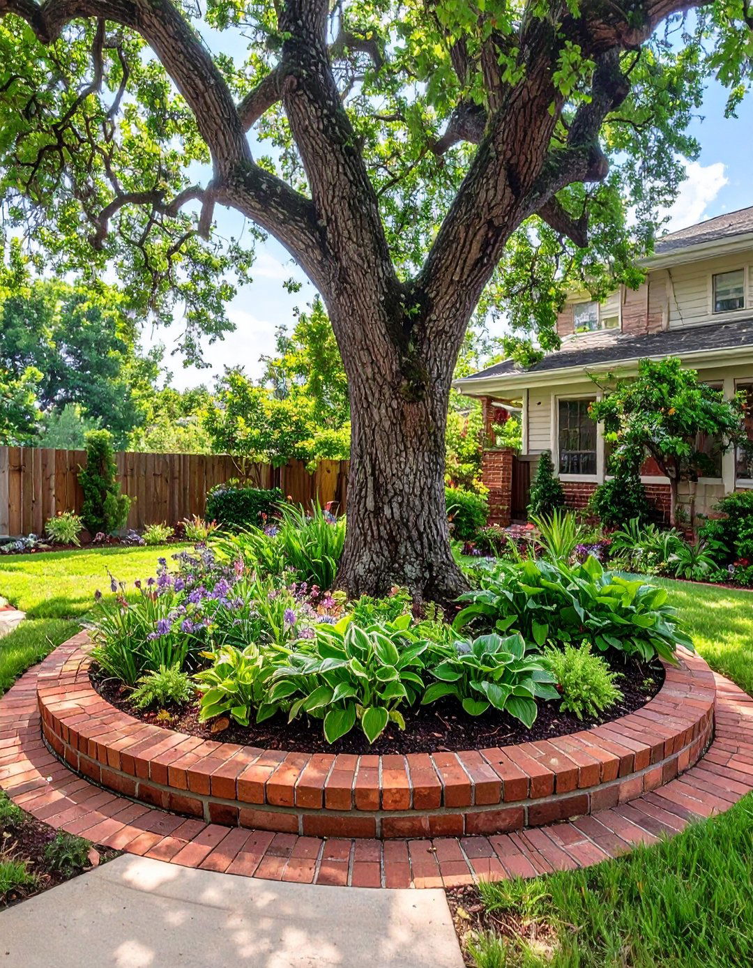 A Simple Tree Ring Garden - 30 budget cheap simple front yard landscaping ideas