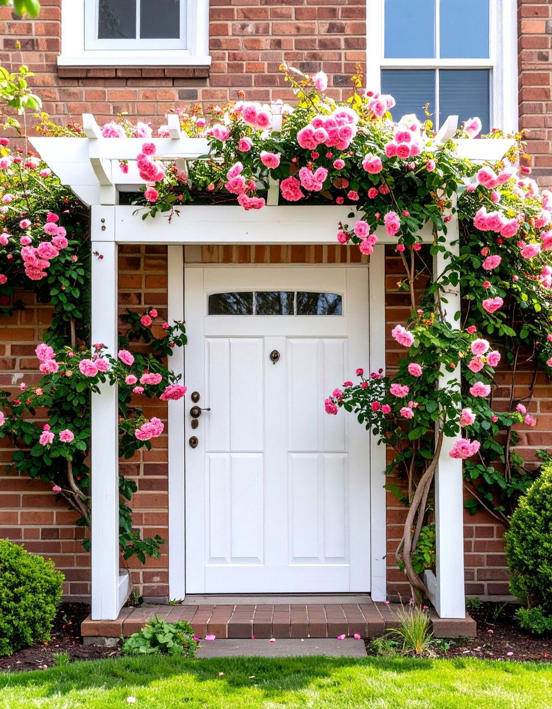 A Simple Trellis with Climbing Plants - 30 simple front yard landscaping ideas