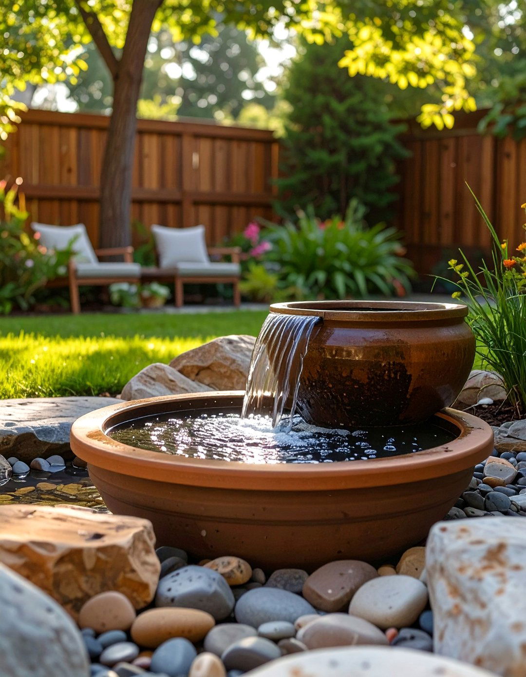 A Simple Water Feature - 30 budget small backyard ideas