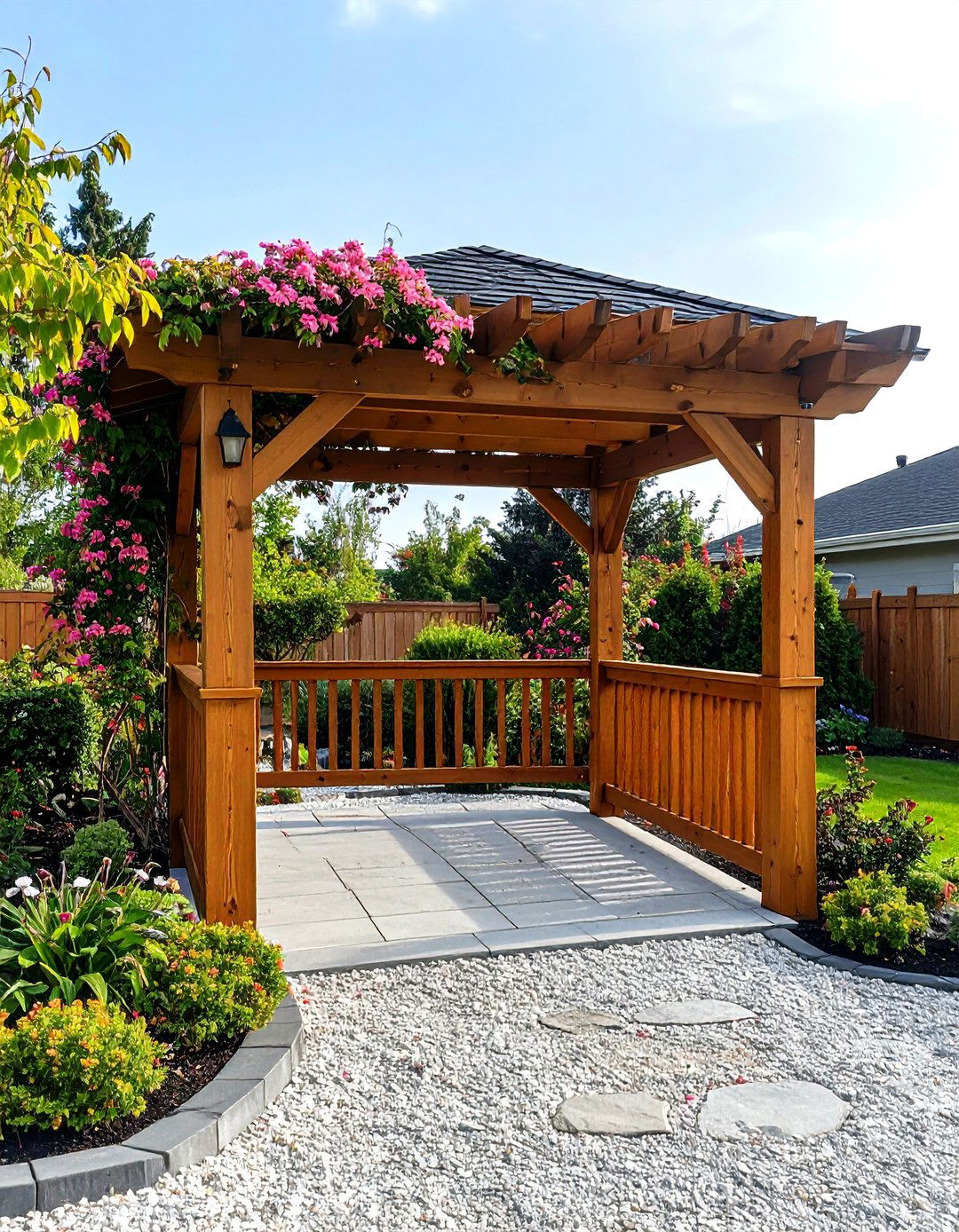 A Simple Wooden Arbor - 30 front lawn cheap simple front yard landscaping ideas